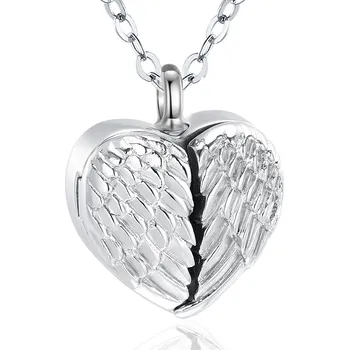 Náhrdelník Stříbrný pietní náhrdelník s prostorem pro obrázek - Andělské srdce - Stříbrný pietní náhrdelník s prostorem pro obrázek - Andělské srdce
