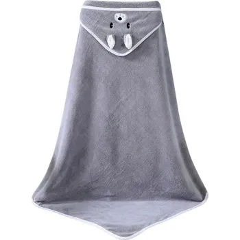 Dětská osuška s kapucí super měkká | ručník pro miminka - šedý medvěd