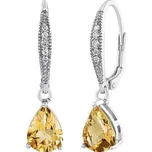 Stříbrné náušnice June s pravým Citrínem a Brilliance Zirconia