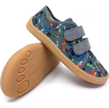 Chlapecké tenisky Barefoot tenisky Froddo Grey Dinosaur textilní G1700390-1 34, Vnitřní délka boty: 22,8 cm, Vnitřní šířka boty: 8,3 cm