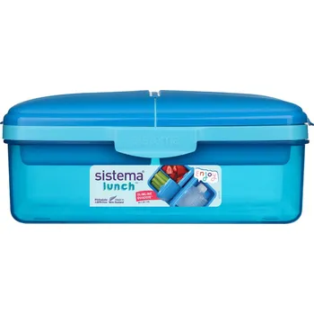 Svačinový box Sistema Svačinový box Quaddie 1,5l s lahvičkou na pití Barva: modrá