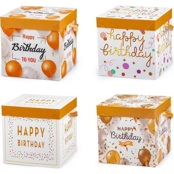 Dárková krabička Dárková krabička se stuhou TORO 22x22x22cm happy birthday