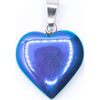 Přívěsek Milujeme Kameny Hematit aqua aura - srdce - tromlovaný kámen - přívěsek 366780