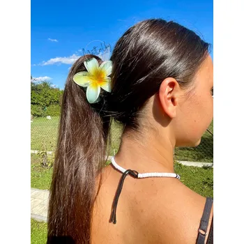 Karnevalový doplněk Skřipec havajská květina plumérie - Barva Světle modrá