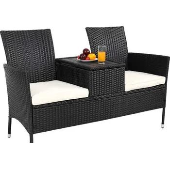 Zahradní lavice Zahradní ratanová lavice 143 x 64 x 88 cm černá
