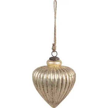 Vánoční dekorace Zlatá skleněná vánoční ozdoba s vroubky L - Ø 16*20 cm