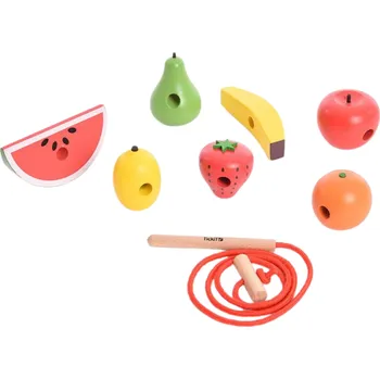 Dřevěná hračka TickiT Dřevěné šněrovací ovoce 8 ks