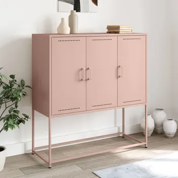 Příborník do zásuvky vidaXL Skříň highboard růžová 100,5 x 39 x 107 cm ocel