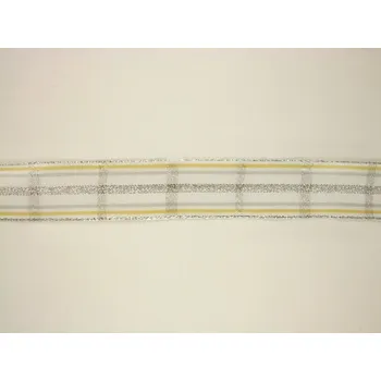 Stuha Kostková stuha s metaloplastem a drátem, 25 mm, bílostříbrná