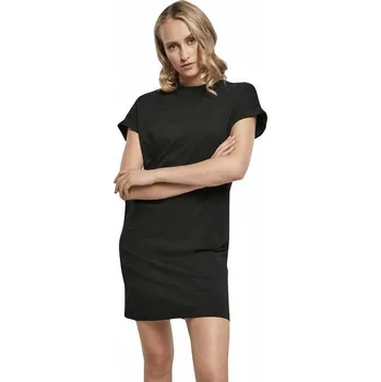 Dámské šaty Dámské šaty Urban Classics z organické bavlny s ohrnutými rukávy Barva: Černá, Velikost: S