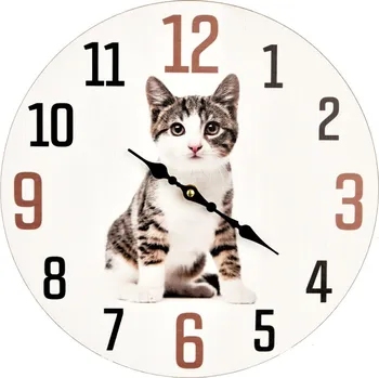 Hodiny Indecor Nástěnné hodiny Kočka béžová
