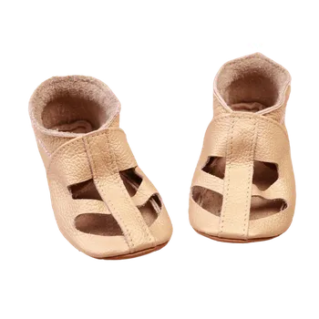 Capáčky EVTODI Kožené capáčky s koženou podrážkou sandálky 0-6 měsíců Béžová 18,5