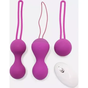 Sada vibračních venušiných kuliček DK Toys Purr Balls s ovladačem - Fialová