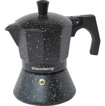 Kávovar Moka konvička na 12 šálků espressa, 600 ml, černý mramorový design Klausberg KB-7161