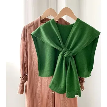 Šála Dámská pletená šála na zimu | módní teplý šál - Zelená