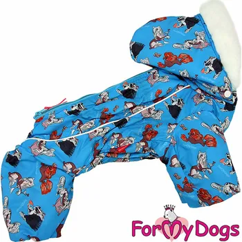 Obleček pro psa FOR MY DOGS Overal CHINESE CRESTED, modrý Velikost: 14/M