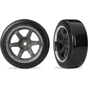 RC náhradní díl Traxxas kolo 1.9", grafitově šedý disk, pneu drift tvrdá přední (2)