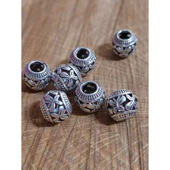 Korálek Kovové korálky s velkým průvlekem 9x11 mm motýli barva platina