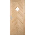 Palubkové dveře Nikol, 90 P, rozměr: 946 × 1985 mm, masivní dřevo, pravé, smrk, prosklené