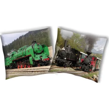 Dekorativní polštářek Polštářek Parní Lokomotiva zelená 40x40 cm