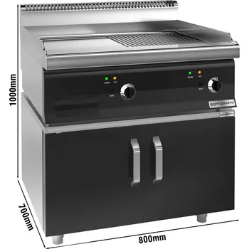 Sporák G.Gastro Elektrický gril - hladký + drážkovaný (8 kW) - vč. podstavce se 2 dveřmi