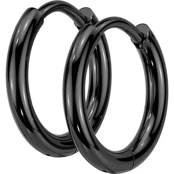 Náušnice Šperky4U Černé ocelové náušnice kroužky 12mm - OPN1922K-12