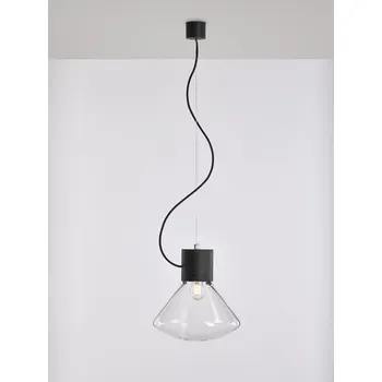 Závěsné svítidlo Brokis Muffins Wood PC986, 1xE27 Barva skla: Cognac - transparentní sklo, Povrch baldachýnu a montury: dub evropský - bezbarvý nano lak