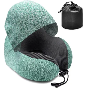 Cestovní polštářek Take it shop Cestovní polštář z paměťové pěny s integrovanou kapucí Barva: Zelená