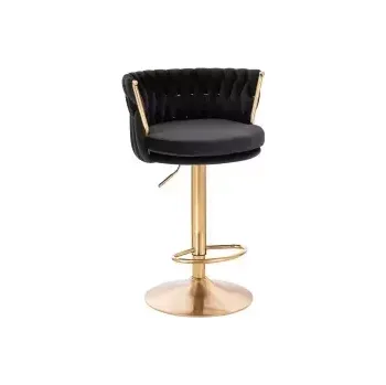 LuxuryForm DESIGN Barová židle LYON VELUR na zlatém talíři - černá