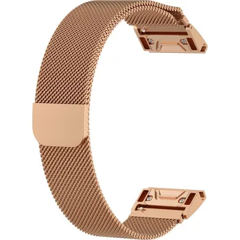 Řemínek na hodinky Ocelový náramek Ricardo 20mm (pro Garmin Fenix 8/7S/6S (43mm), aj.), růžově zlatý, milánský, QuickFit