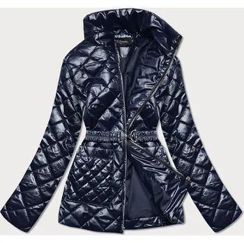 Tmavě modrá prošívaná dámská bunda s páskem (BH2208) odstíny modré XL (42)