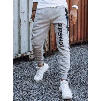 Pánské tepláky s potiskem světle šedé