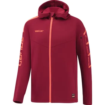 Saller SQUAD50 Bunda s kapucí BARVA: 176 tmavě červená-černá-neon oranžová, Velikost: XXXL Lehká a hřejivá sportovní bunda