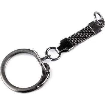 Přívěsek na klíče s karabinou a poutkem 5 ks - 4 nikl černý