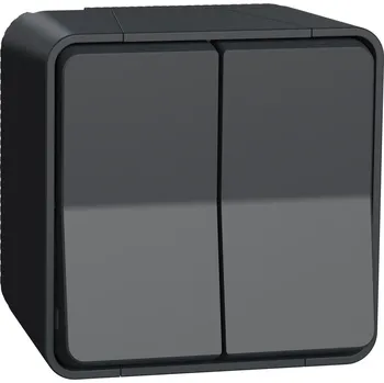 vypínač a zásuvka Schneider Electric MUR35022 Mureva Styl - Kompletní přepínač dvojitý střídavý ř.6+6, IP55, povrchový, Antracit