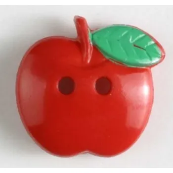Knoflík Knoflík 251442 jablíčko červené - dětský - Červená, 19 mm