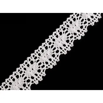 Krajka Bavlněná krajka šíře 32 mm paličkovaná METRÁŽ - 6000 bílá