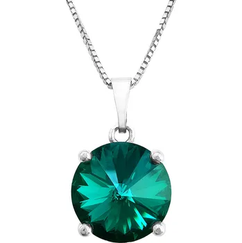 Módní doplněk JSB bijoux s.r.o. Stříbrný náhrdelník s přívěskem samostatné rivoli Swarovski Emerald (Stříbro 925/1000)