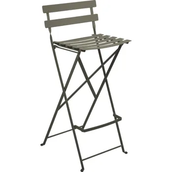 Šedozelená kovová skládací barová židle Fermob Bistro