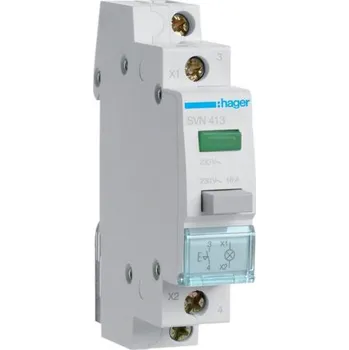 vypínač Hager SVN413 Stiskací spínač 1S, 16A s kontrolkou zelenou , 230V