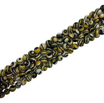 Korálek Achát žluto-černo-bílý 8mm šňůra