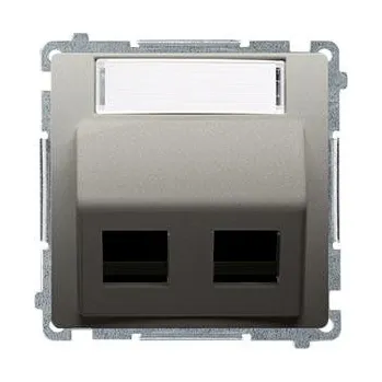 Elektrická zásuvka Simon BMGKS2P.01/29 Kryt teleinformačních zásuvek pro Keystone šikmé, dvojité s popisným polem saténová