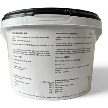 Čokoláda Souplesse Bílá poleva elastická Hmotnost: 3 kg