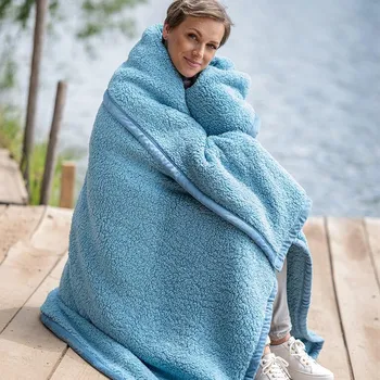 deka Beránková deka SANDRA modrá 140 x 200 cm