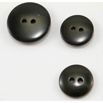 Knoflík Dírkový knoflík lesklý - tmavá khaki melír - průměr 1,5 cm