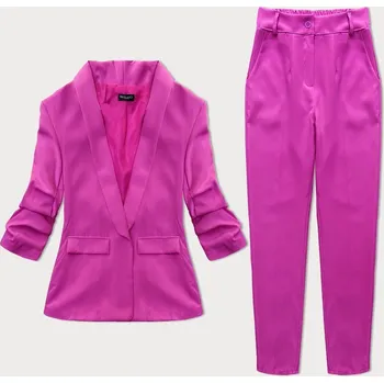 Dámský kalhotový kostým ve fuchsijové barvě (X22-356X) odstíny růžové M (38)