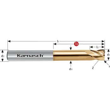 Fréza Karnasch 306436120005 | Tvrdokovová zápustková fréza se zaobleným ostřím 12/0,5x36-83x12 mm, Z=4