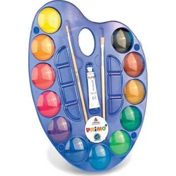 PRIMO vodové barvy MAXI JUMBO 35 cm paleta 12barev + 2 štětce + běloba