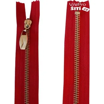 Zip zip nikl ČERVENÝ ozdobný děl 3113XX - Červená, 16cm
