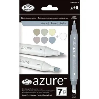 Výtvarná barva Royal & Langnickel Grafické fixy + bezbarvý fix - stone 6 ks